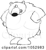 Poster, Art Print Of Black And White Big Bear With His Hands On His Hips Outline