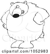 Royalty Free Vector Clip Art Illustration Of A Black And White Big Bear With His Hands On His Hips Outline