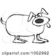 Royalty Free Vector Clip Art Illustration Of A Black And White Happy Dog Outline