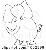 Royalty Free Vector Clip Art Illustration Of A Black And White Elephant Outline