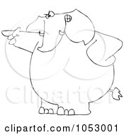 Poster, Art Print Of Black And White Angry Elephant Pointing Outline