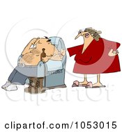 Royalty Free Vector Clip Art Illustration Of An Angry Wife Yelling At Her Husband As He Drinks A Beer by djart