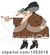 Royalty Free Vector Clip Art Illustration Of A Pointing Angry Woman In A Leopard Print Dress