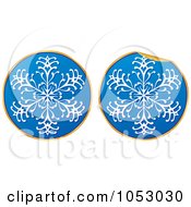 Poster, Art Print Of Digital Collage Of Blue White And Gold Snowflake Stickers