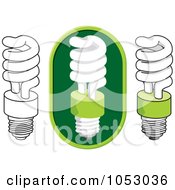 Royalty Free Vector Clip Art Illustration Of A Digital Collage Of Fluorescent Spiral Light Bulbs by Any Vector