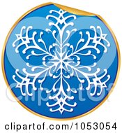 Poster, Art Print Of Peeling Blue White And Gold Snowflake Sticker