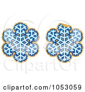Poster, Art Print Of Digital Collage Of Blue And Gold Snowflake Stickers