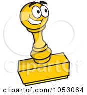 Royalty Free Vector Clip Art Illustration Of A Yellow Rubber Stamp Character by Any Vector