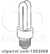 Poster, Art Print Of Royalty-Free Vector Clip Art Illustration Of An Outlined Fluorescent Light Bulb