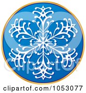 Poster, Art Print Of Blue White And Gold Snowflake Sticker