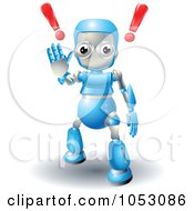 Poster, Art Print Of 3d Blue Robot Gesturing To Stop