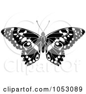 Royalty Free Vector Clip Art Illustration Of A Black And White Butterfly 1