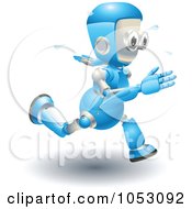 Poster, Art Print Of 3d Blue Robot Running
