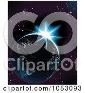 Poster, Art Print Of Earth Illuminated With Lights And The Sun Rising Against Outer Space