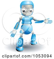 Poster, Art Print Of 3d Blue Robot Presenting