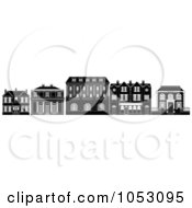 Poster, Art Print Of Black And White Row Of Edwardian Victorian And Georgian House And Building Facades