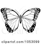 Royalty Free Vector Clip Art Illustration Of A Black And White Butterfly 5