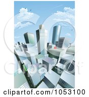 Poster, Art Print Of City Block Under A Blue Sky With Clouds