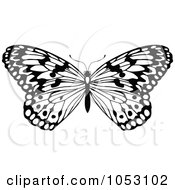 Royalty Free Vector Clip Art Illustration Of A Black And White Butterfly 6