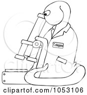 Royalty Free Vector Clip Art Illustration Of An Outline Of C Elegans Roundworm Viewing Through A Microscope by djart