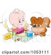 Poster, Art Print Of Dog Watching A Baby Eat A Meal