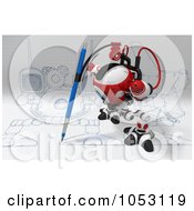 Poster, Art Print Of 3d Web Crawler Robot Cam Drawing On Graph Paper