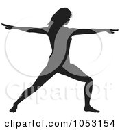 Royalty Free Vector Clip Art Illustration Of A Black Silhouetted Yoga Pose Woman 4