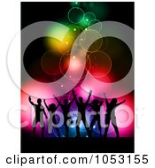 Poster, Art Print Of Background Of Silhouetted Dancers Over Colorful Bokeh Lights