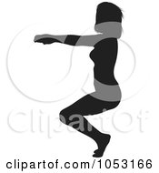 Black Silhouetted Yoga Pose Woman - 2