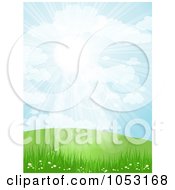Poster, Art Print Of The Sun Shining Down Over Spring Hills Grass And Flowers