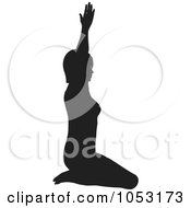 Royalty Free Vector Clip Art Illustration Of A Black Silhouetted Yoga Pose Woman 1