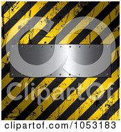 Metal Plate Over A Grungy Hazard Stripe Background