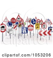 Crowd Of 3d Traffic Signs