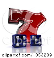 Royalty Free 3d Clipart Illustration Of Two 3d Blue Dice And A Red Lucky Seven 7 by stockillustrations #COLLC1053209-0101