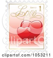 3d Red Hearts Postal Stamp
