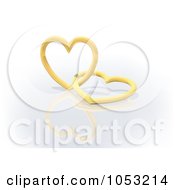 Poster, Art Print Of Two 3d Golden Hearts