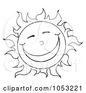 Poster, Art Print Of Outlined Sun Smiling