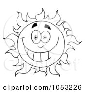 Poster, Art Print Of Outlined Grinning Sun