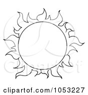 Royalty Free Vector Clip Art Illustration Of An Outline Of A Full Summer Sun