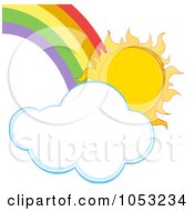 Poster, Art Print Of Sun With A Cloud And Rainbow