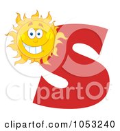 Poster, Art Print Of Grinning Sun With The Letter S