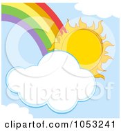 Poster, Art Print Of Sun With A Cloud And Rainbow In A Blue Sky