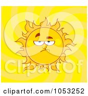 Poster, Art Print Of Grumpy Sun In A Yellow Swirl Sky