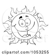 Royalty Free Vector Clip Art Illustration Of An Outline Of A Happy Sun