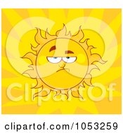 Poster, Art Print Of Grumpy Sun In A Yellow Burst Sky