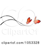 Poster, Art Print Of Border Of Two Orange Butterflies And Black Lines