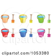 Digital Collage Of Shovels And Beach Buckets With Water