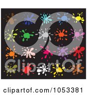 Collage Of Colorful Splatters On Black