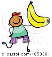Poster, Art Print Of Doodle Boy Holding A Banana
