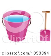 Shovel And Pink Beach Bucket With Water